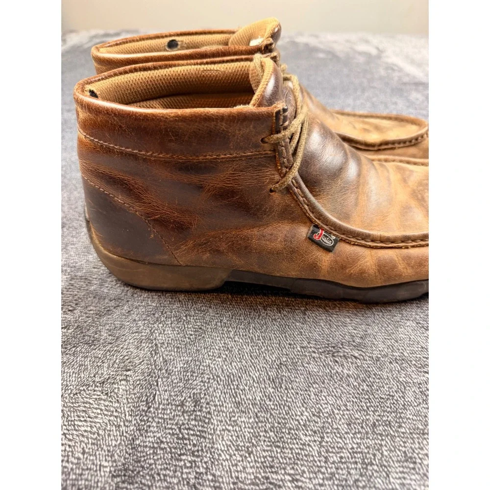 Justin Mens 232 George Strait Brown Leather Moc Toe Chukka Boots Size 10M